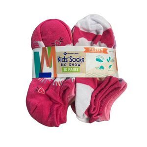 Pink Multi - Member's Mark Girl's 10-Pack No Show Cushioned Footbed Fashion Desi